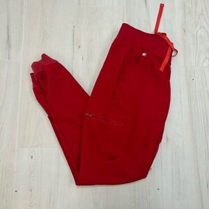 Figs Red Sweatpants Joggers